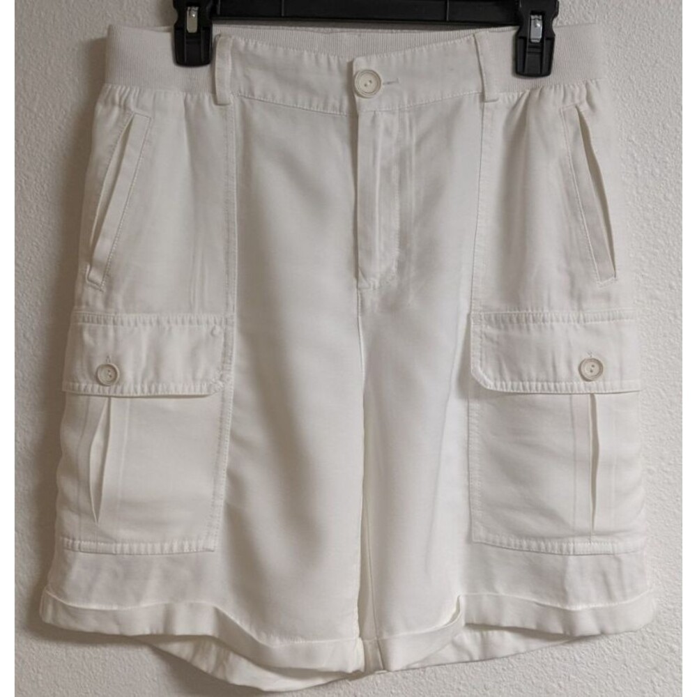 SOFT SURROUNDINGS White Pali Cargo Rayon/Poly Elastic Waist Shorts Small